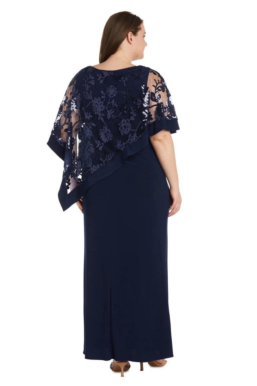 Plus Size Dresses Plus Size Long Formal Poncho Dress Navy