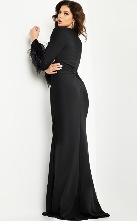 Formal Dress Fitted Long Sleeve Formal Dress Black