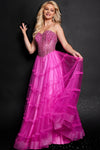 Prom Dresses Layared A Line Prom Gown Hot Pink