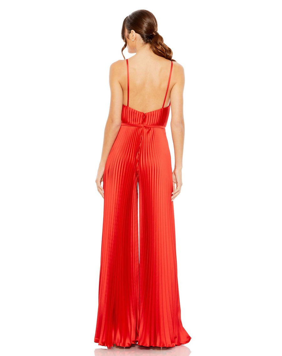 Jumpsuit Formal Pleated Wide Leg Jumpsuit Red