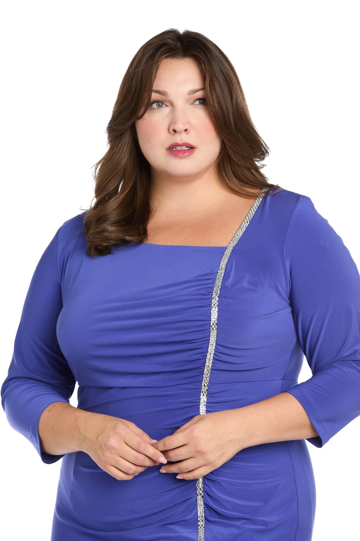 Plus Size Dresses Short Fitted Plus Size Cocktail Knee Length Dress Violet