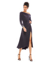 Cocktail Dresses Long Sleeve Jeweled Cocktail Midi Dress  Charcoal