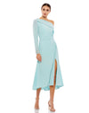 Cocktail Dresses Long Sleeve Jeweled Cocktail Midi Dress  Powder Blue