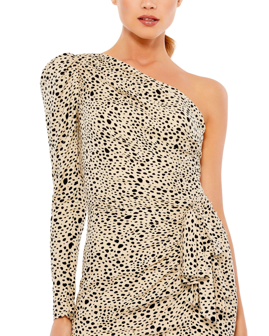 Cocktail Dresses Printed Draped Short Mini Dress Dalmatian