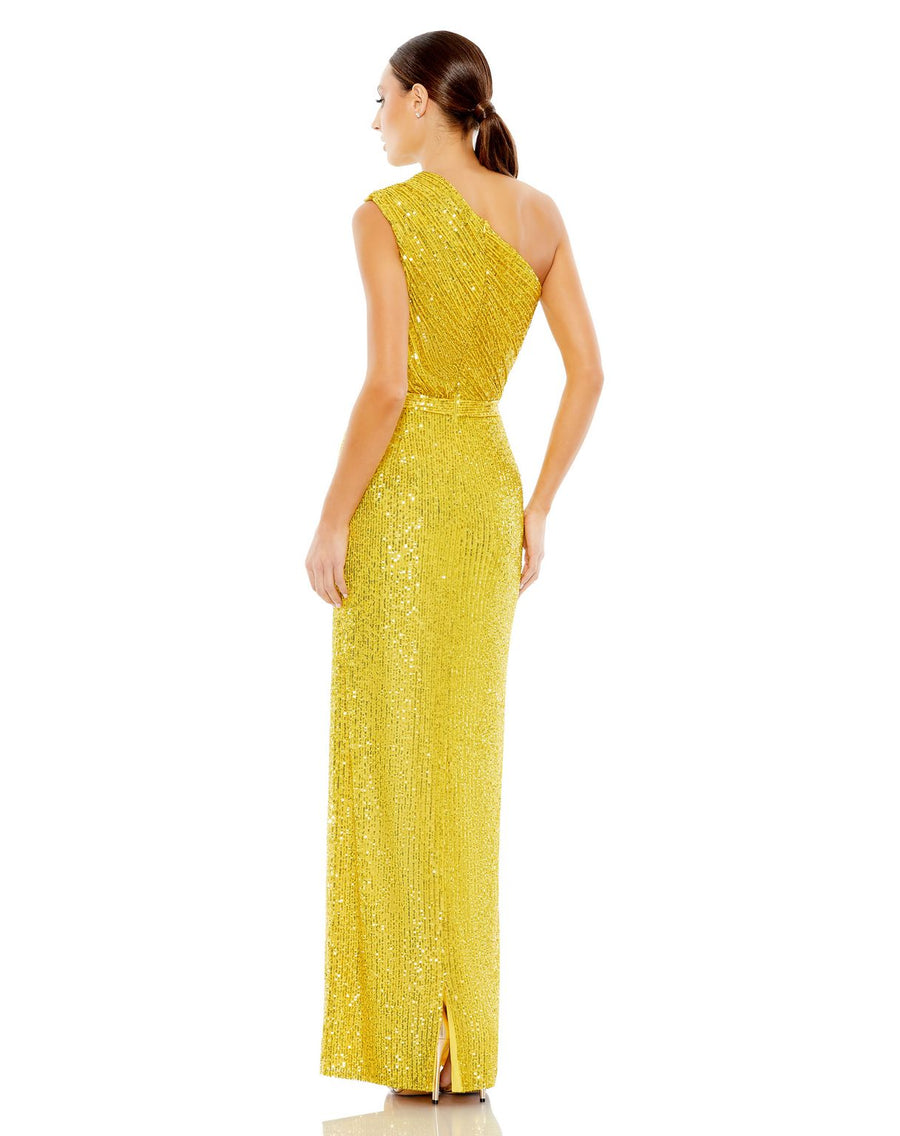 Prom Dresses Long One Shoulder Formal Prom Gown Yellow