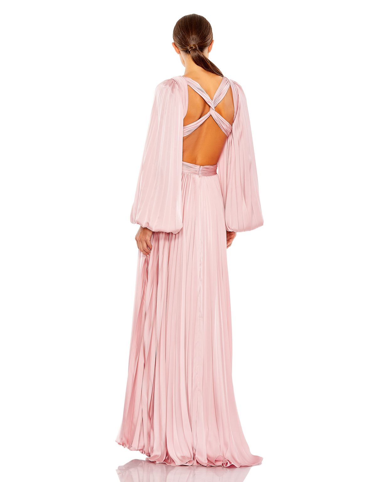 Formal Dresses Long Sleeve Pleated Formal Dress Pink