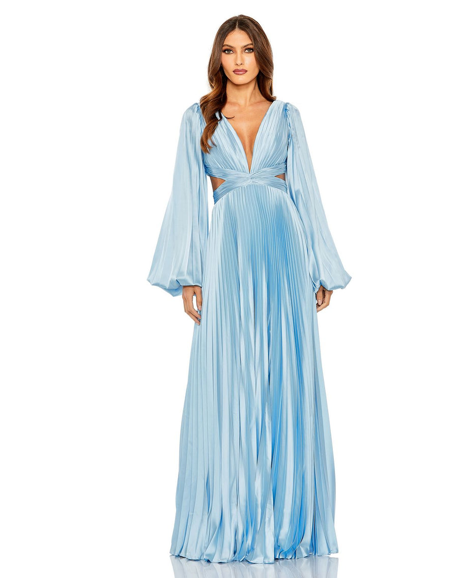 Formal Dresses Long Sleeve Pleated Formal Dress Powder Blue