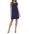 Cocktail Dresses Short Sleeveless Illusion Crew Neck Dress Navy