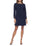 Cocktail Dresses Short Long Sleeve Lace Trim Dress Navy