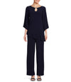 Jumpsuit Keyhole Neck 3/4 Sleeve Asymmetrical Hem Jumpsuit Navy