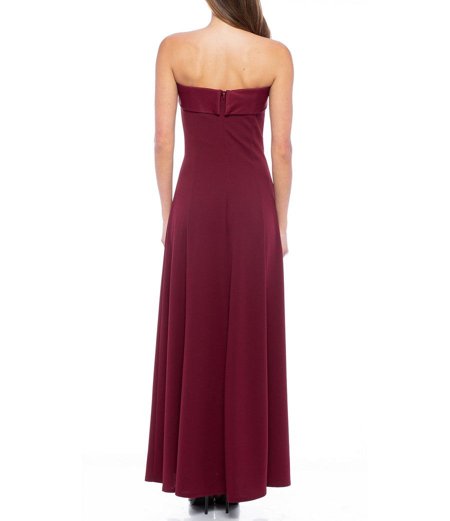 Formal Dresses Long Strapless Crepe Dress Wine