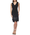 Cocktail Dresses Short Fringe Trim Sleeveless Dress Black