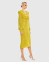 Cocktail Dresses Long Sleeve Fitted Short Dress Yellow