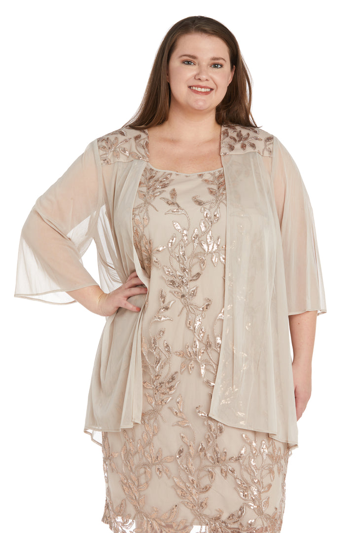 Mother of the Bride Dresses Plus Size Two Piece Short Jacket Dress Champagne