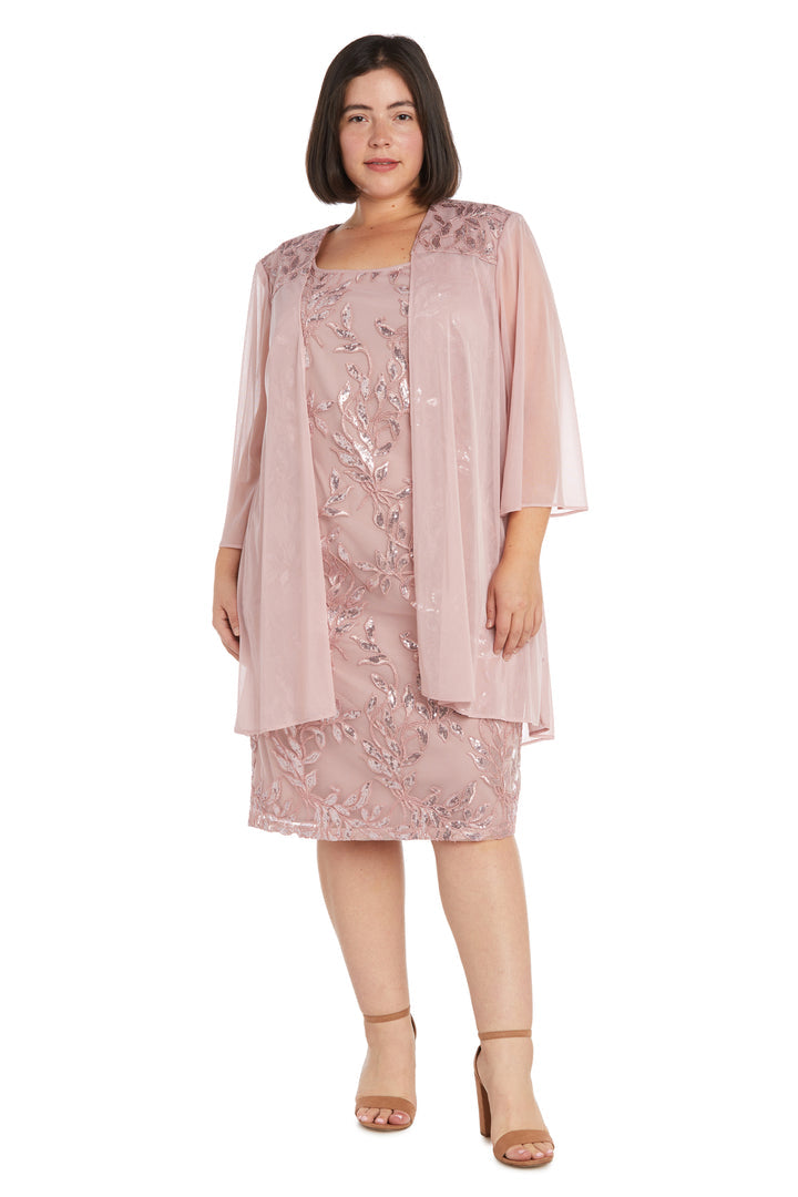 Mother of the Bride Dresses Plus Size Two Piece Short Jacket Dress Mauve