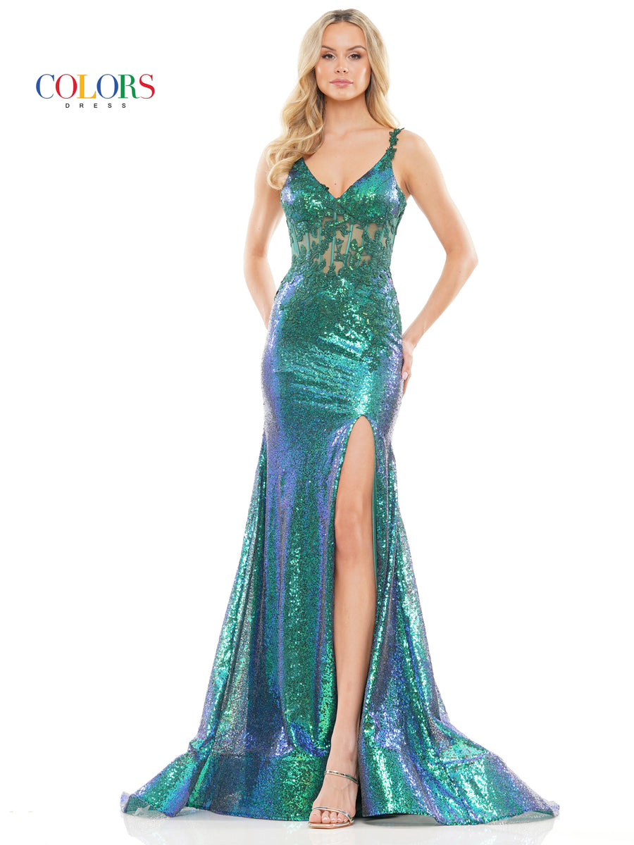 Colors 2848 Colors Long Spaghetti Strap Prom Dress