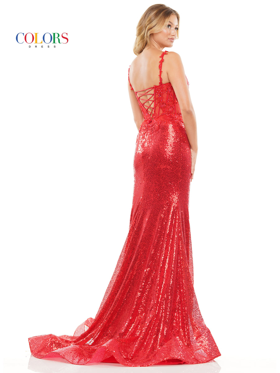 Colors 2848 Colors Long Spaghetti Strap Prom Dress