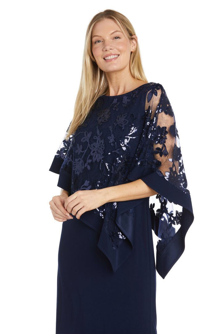 Mother of the Bride Dresses Short Sequin Floral Poncho Mother of the Bride Dress Navy