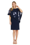 Mother of the Bride Dresses Short Sequin Floral Poncho Mother of the Bride Dress Navy