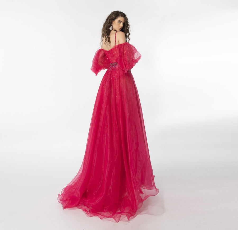 Prom Dresses Formal Beaded Prom Long Dress Fuchsia