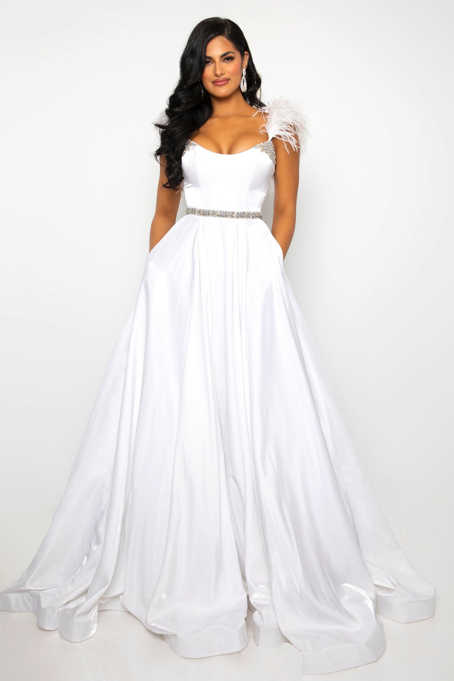 Prom Dresses Feather Formal Prom Long Ball Gown White