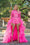 Jumpsuit Short Sequin Prom Romper Long Sleeve Jumpsuit Neon Pink