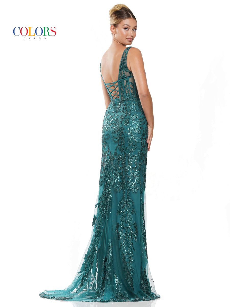 Prom Dresses Long Sleeveless Glitter Prom Dress Deep Green