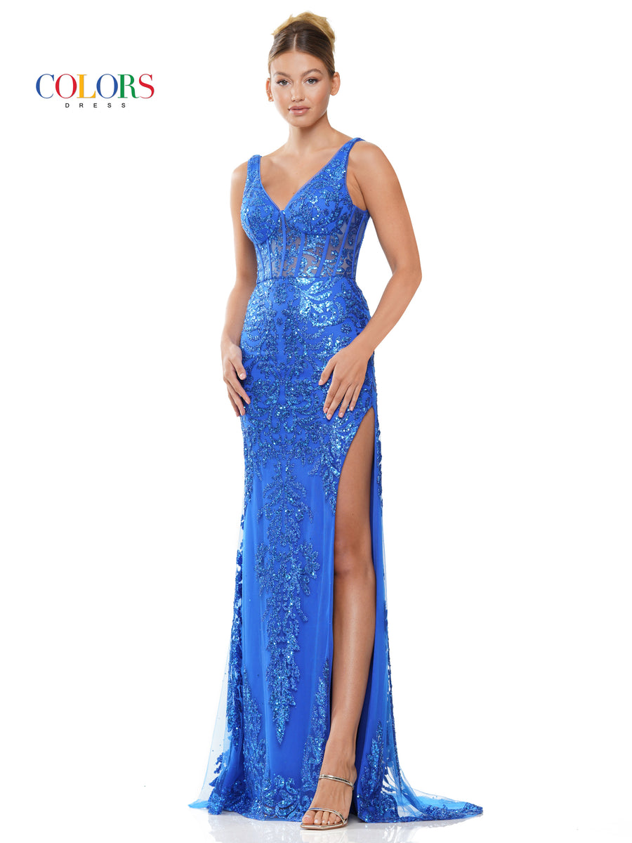 Prom Dresses Long Sleeveless Glitter Prom Dress Royal