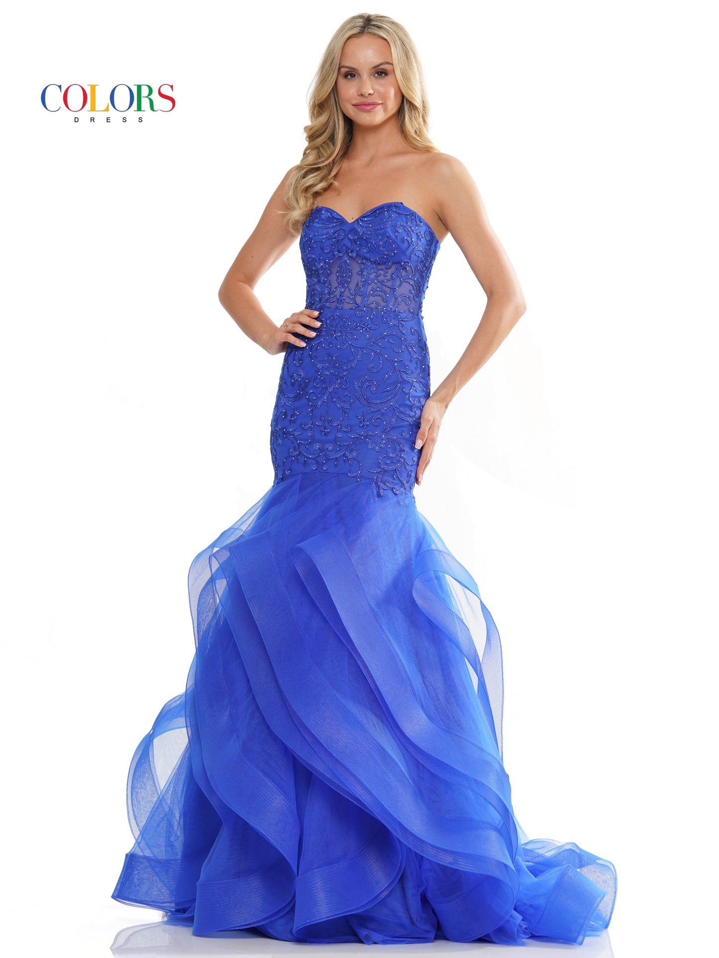 Prom Dresses Prom Long Strapless Mermaid Dress Royal