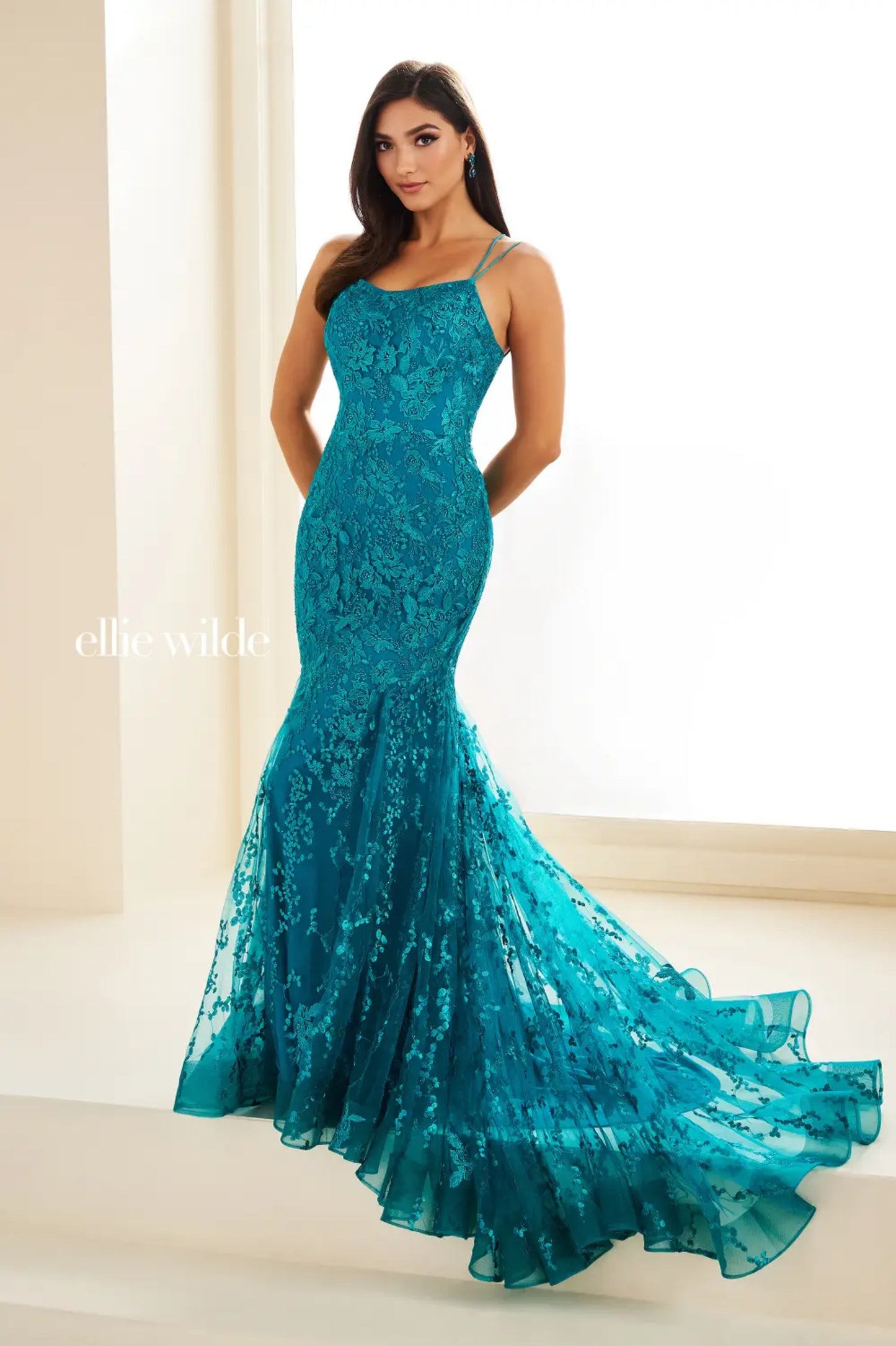 Ellie Wilde EW122032 Fitted Long Formal Prom Dress