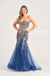 Prom Dresses Sequin Long Prom Formal Mermaid Dress Navy Blue/Gold