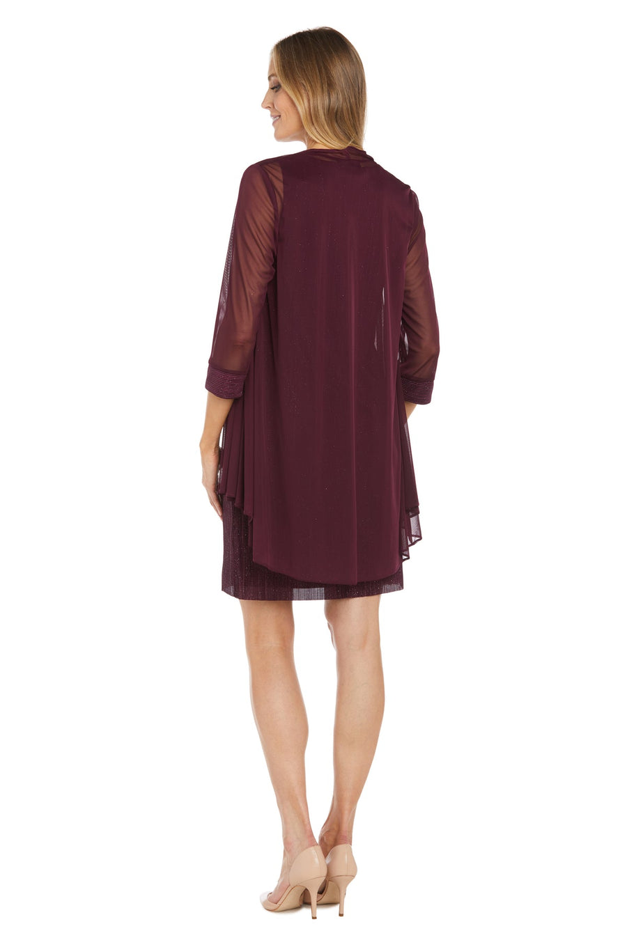 Mother of the Bride Dresses Short Glitter Pleated Jacket Mother of the Bride Dress Burgundy