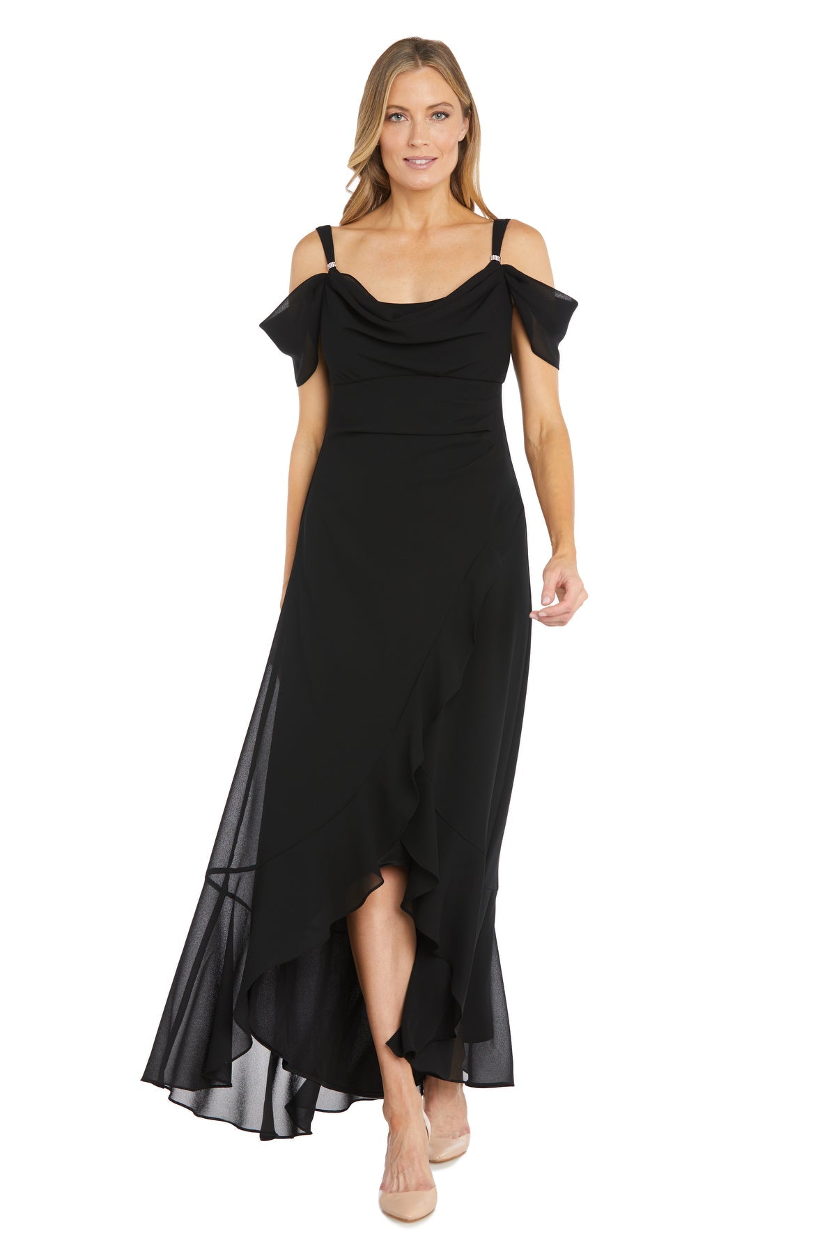 Formal Dresses Long Ruffle A Line Formal Dress  Black