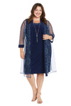 Plus Size Dresses Short Sequin Jacket Mother of the Bride Plus Size Dress Navy