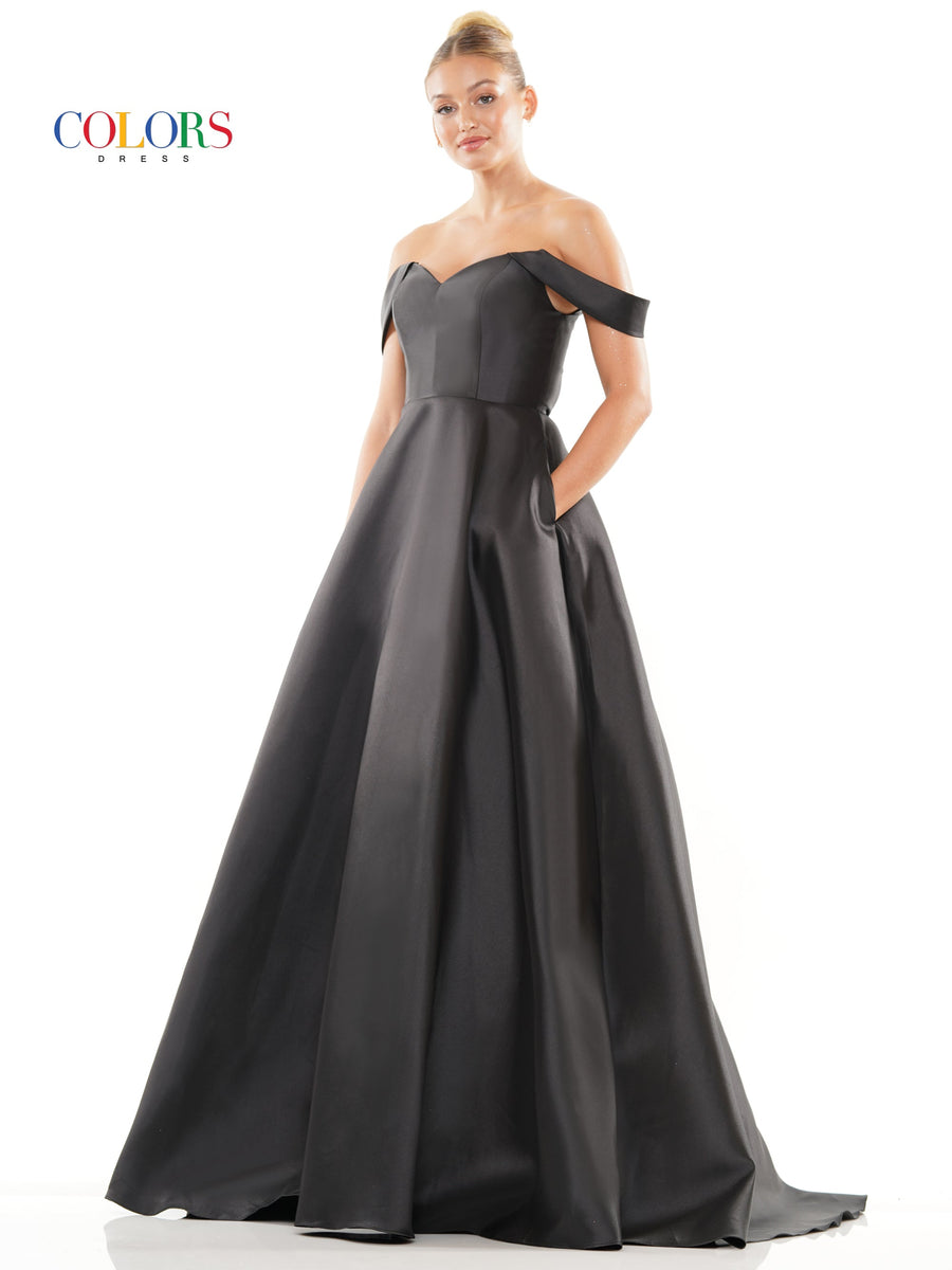 Prom Dresses Long Off Shoulder Mikado Prom Dress Black