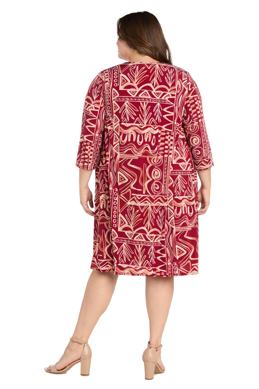 Plus Size Dresses Short Puff Print Jacket Plus Size Dress Paprika