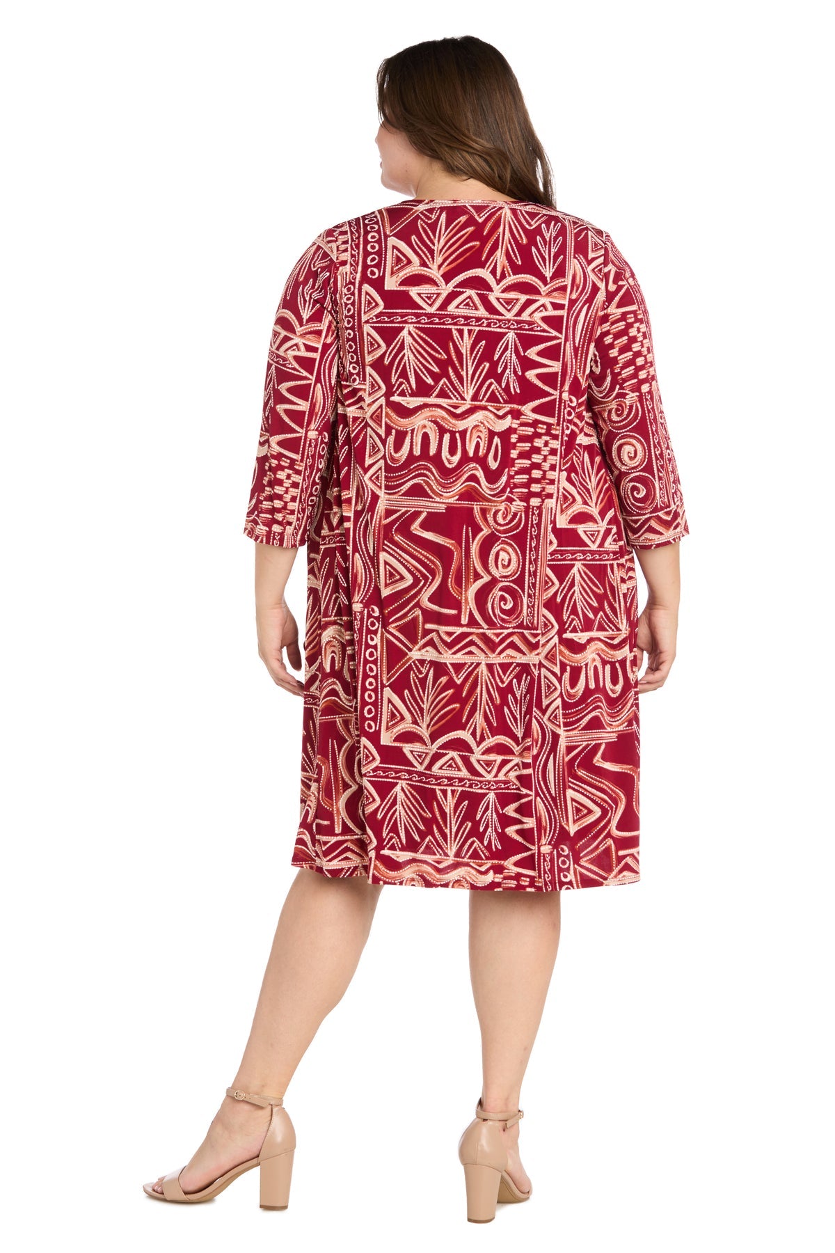 Plus Size Dresses Short Puff Print Jacket Plus Size Dress Paprika