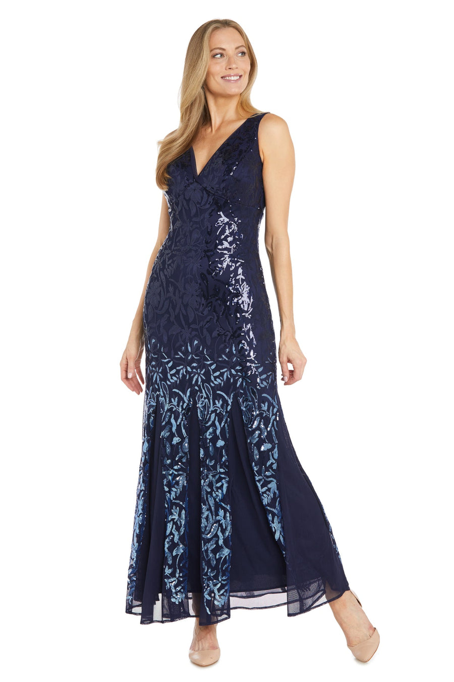 Formal Dresses Long Evening Sequin Fitted Formal Dress Navy/Periwinkle