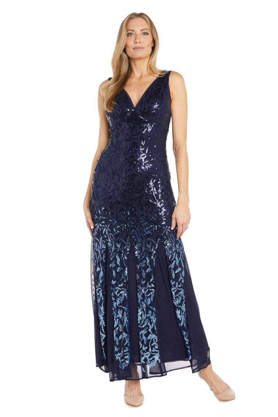 Formal Dresses Long Evening Sequin Fitted Formal Dress Navy/Periwinkle