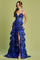 Prom Dresses Long Sequin A Line Ruffle Formal Prom Dress  Royal Blue