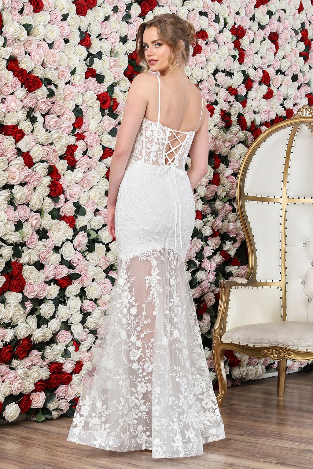 Off White Adora Design 3242 Simple Long Mermaid Lace Corset Wedding ...