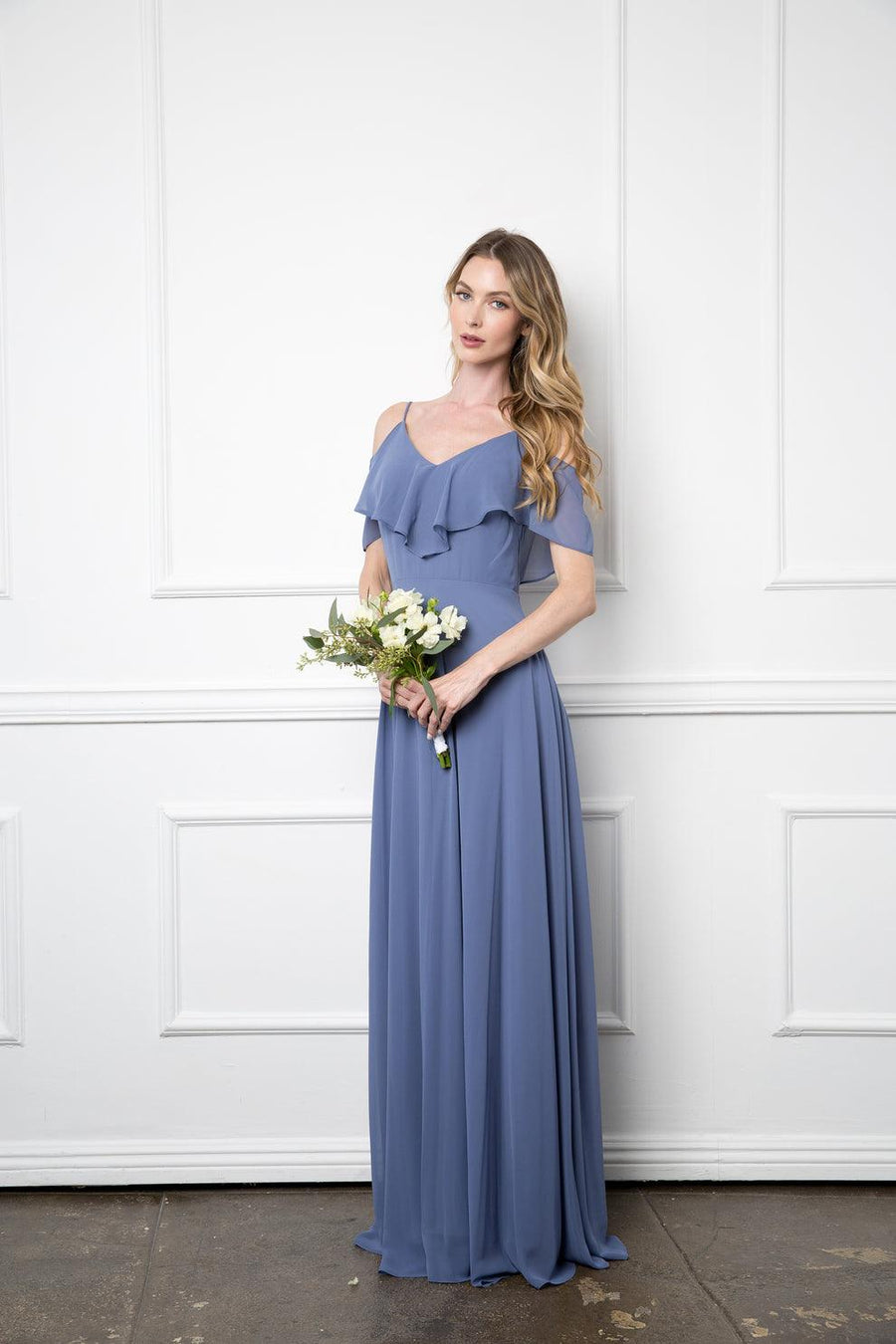 Long Off Shoulder Formal Bridesmaids Chiffon Dress Sale