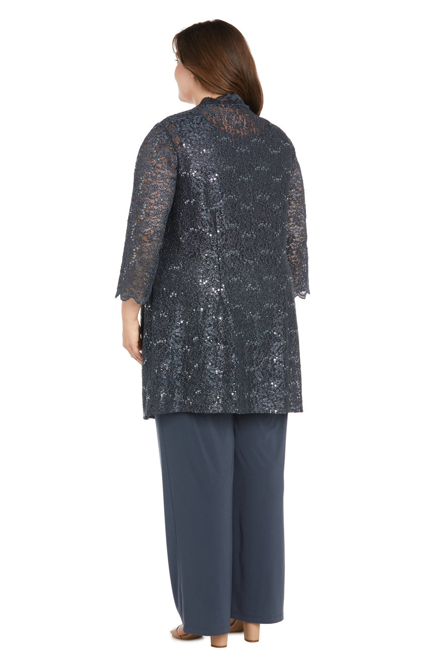 Pant Suit Long Pearl Lace Pan Suit Plus Size Dress Coal