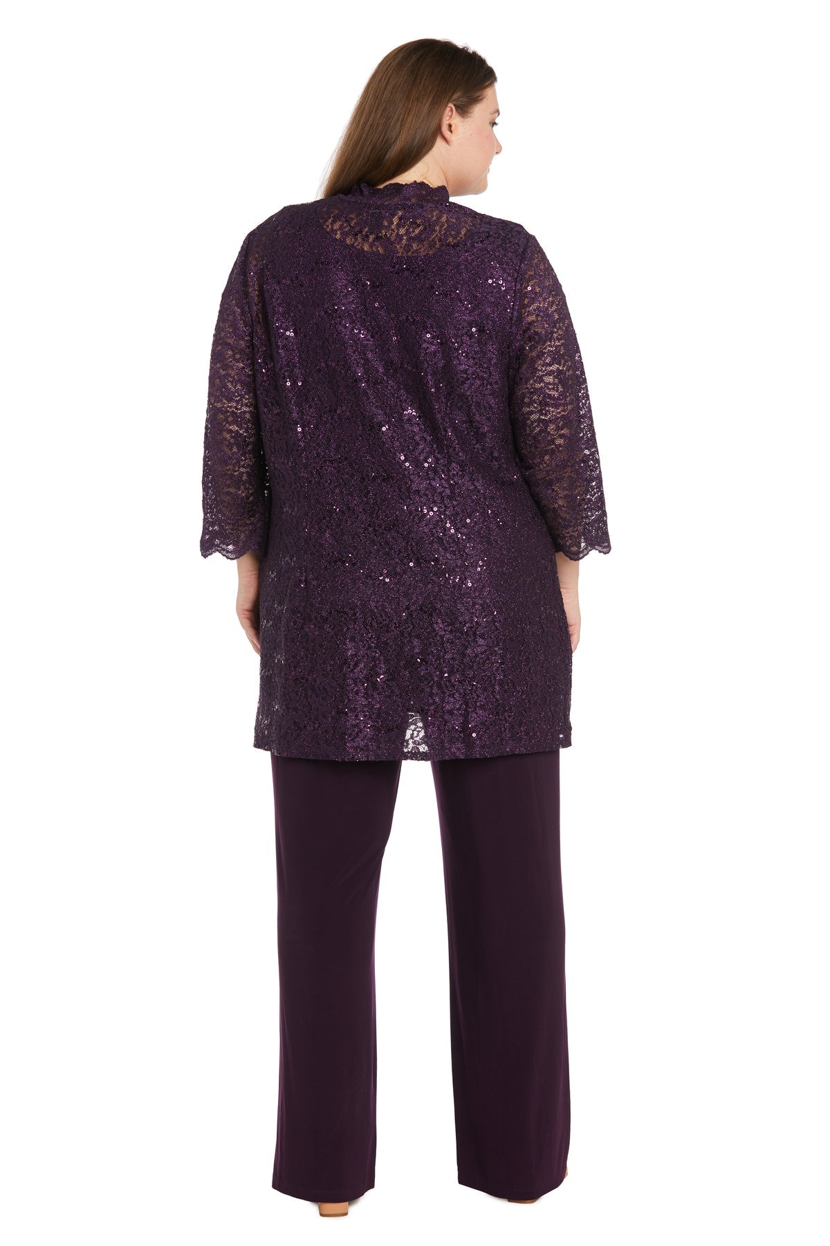 Pant Suit Long Pearl Lace Pan Suit Plus Size Dress Plum