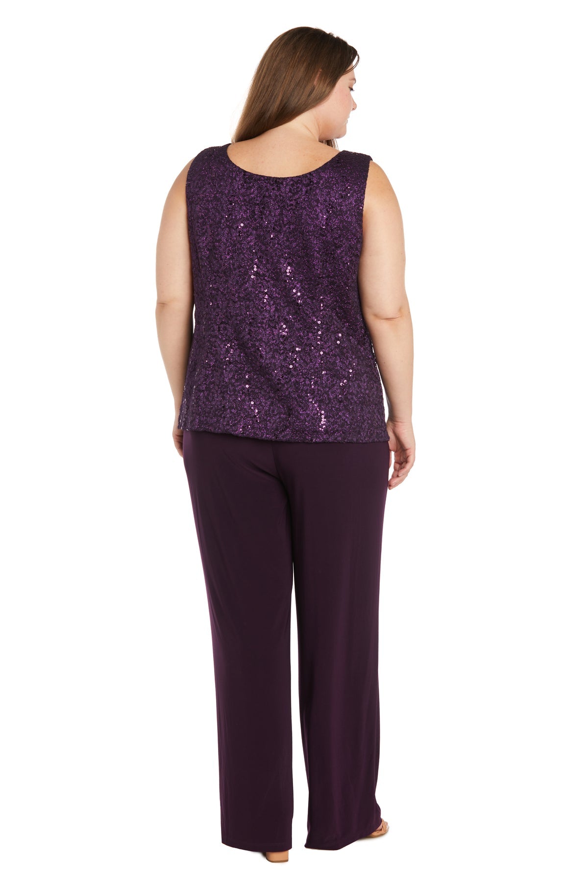 Pant Suit Long Pearl Lace Pan Suit Plus Size Dress Plum