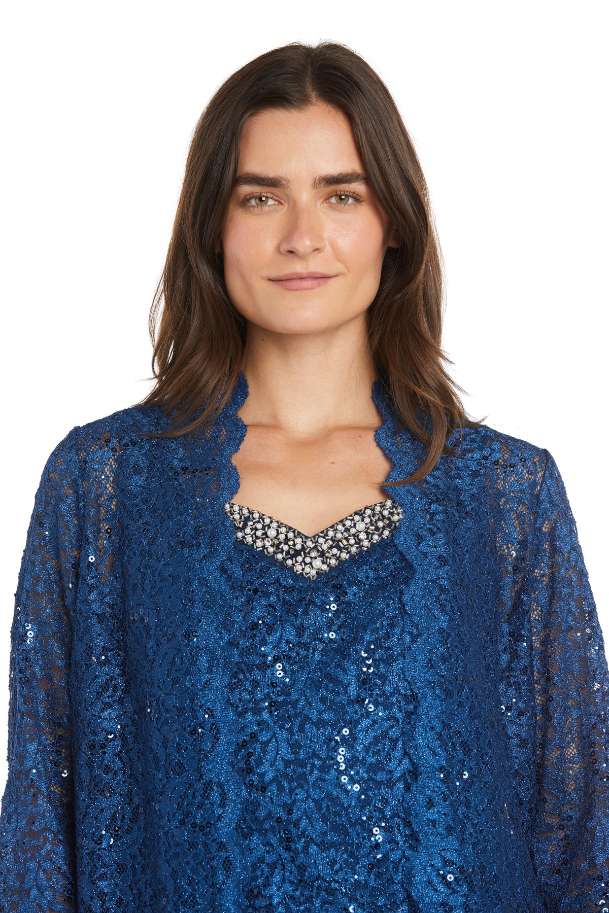 Pant Suit Long Lace Sequin Pantsuit Peacock