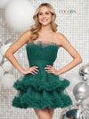 Cocktail Dresses Short A Line Crinkled Dress Deep Green