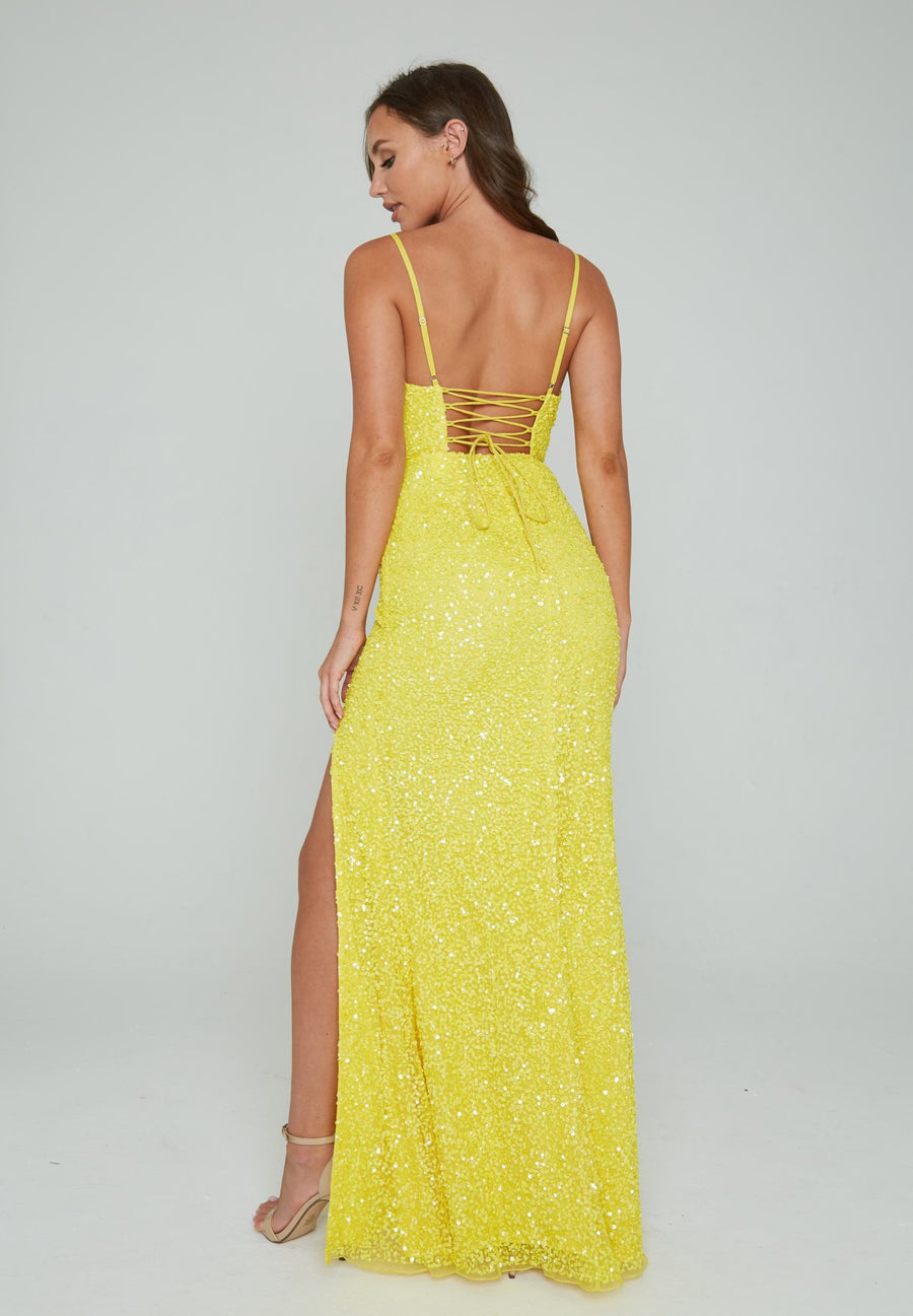 Prom Dresses Fitted Formal Long Prom Dress Yellow