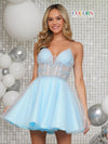 Cocktail Dresses Flare Short Corset Dress Light Blue