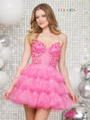 Cocktail Dresses Short Glitter Ruffle Skirt Dress Hot Pink